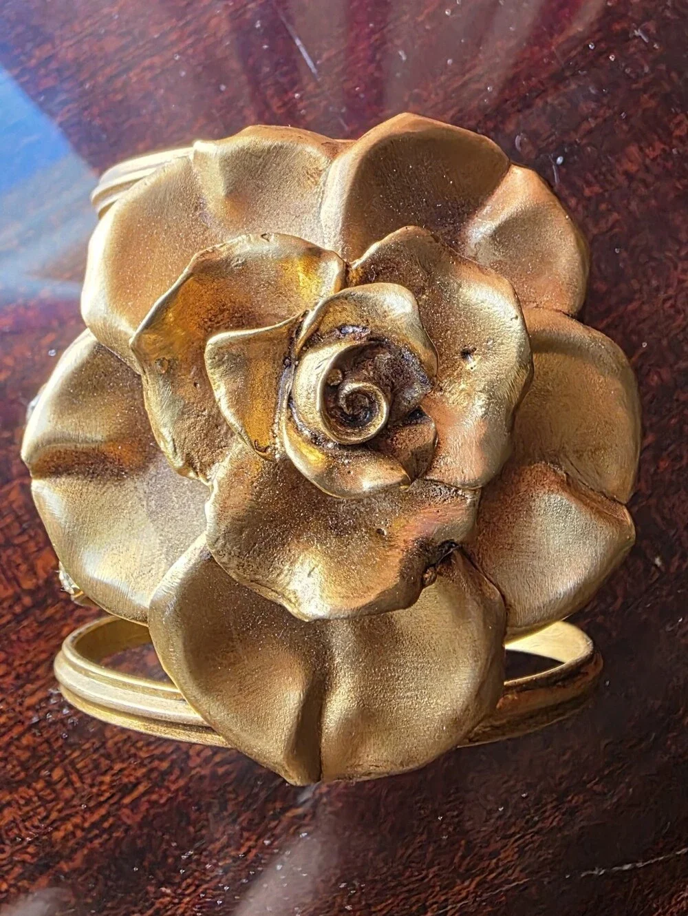 New Barbosa Rodeo Quincy Beautiful Gold Tone Rose Cuff Bracelet - Picture 5 of 8